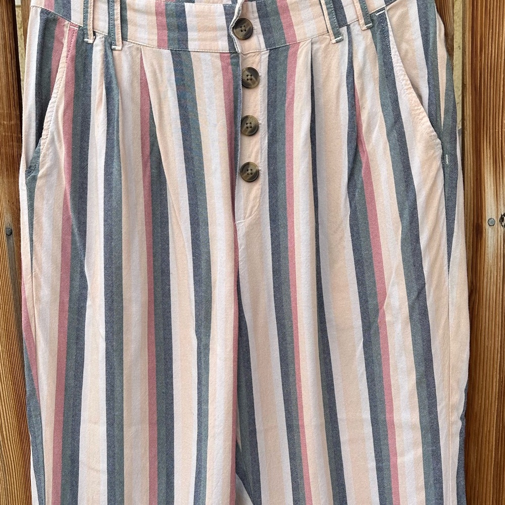 American Eagle Striped Paperbag Waist Beach Jogger Pants Size M - Picture 5 of 14